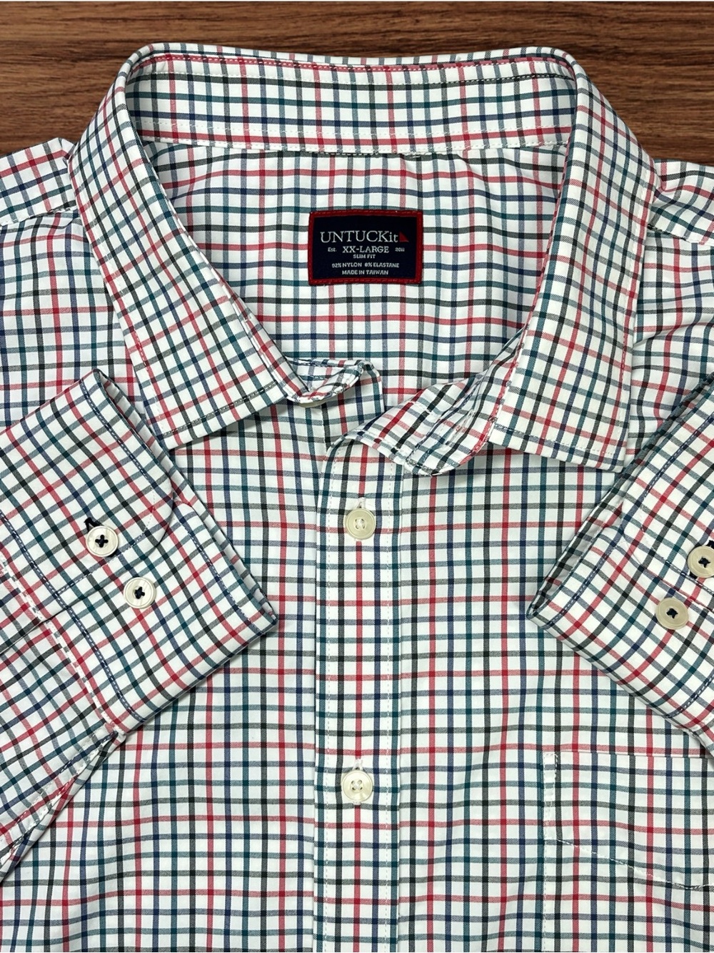 UNTUCKit Men’s Tattersal Check Performance Style Dress Shirt. Slim Fit - XXL